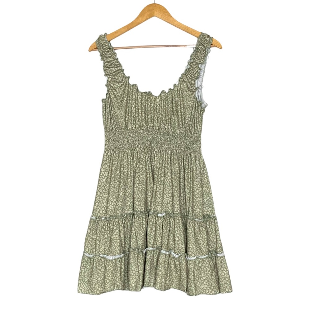 Altar’d State Green Ditsy Floral Dress Empire Waist Size Medium Sleeveless